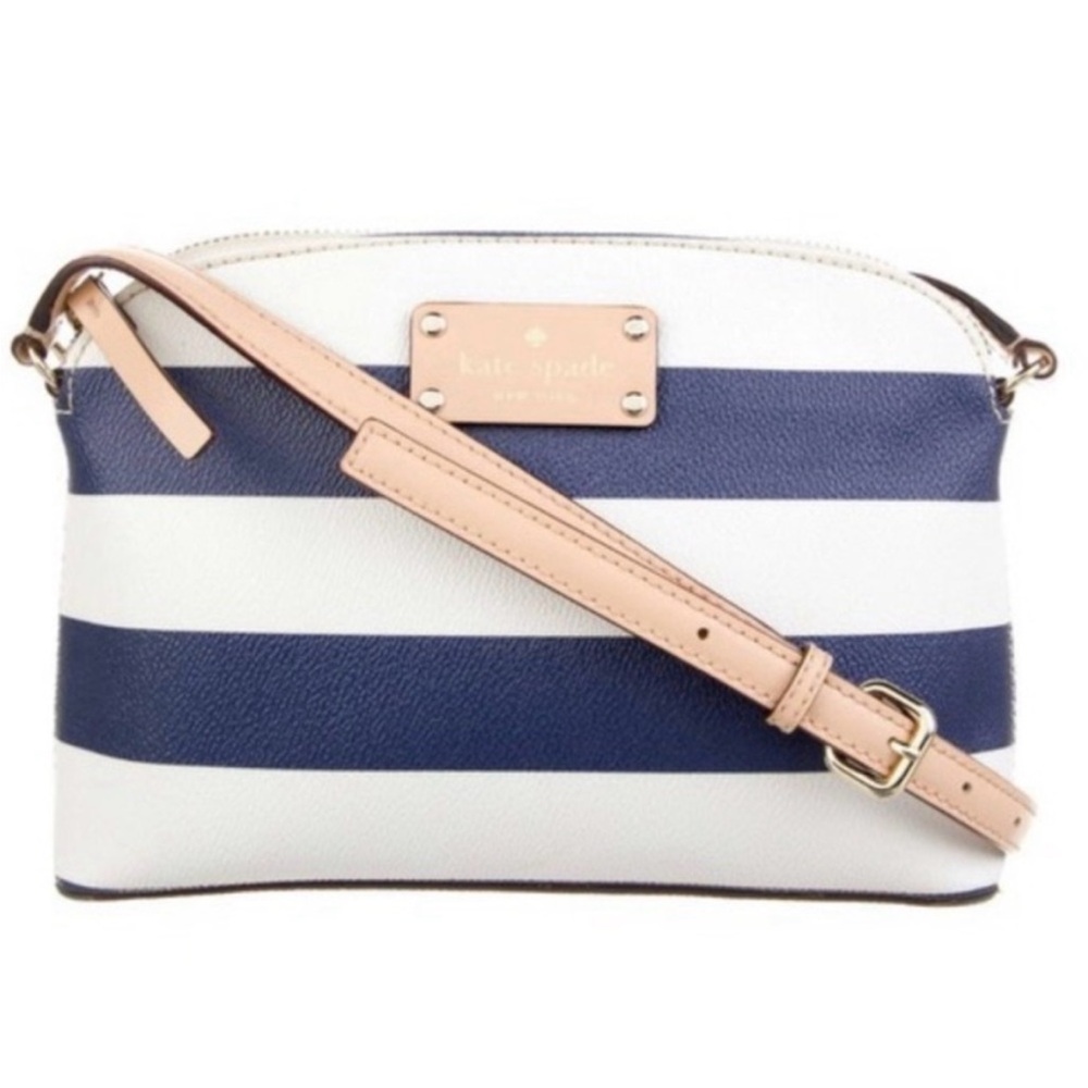 Kate Spade Navy and White Striped Crossbody Bag